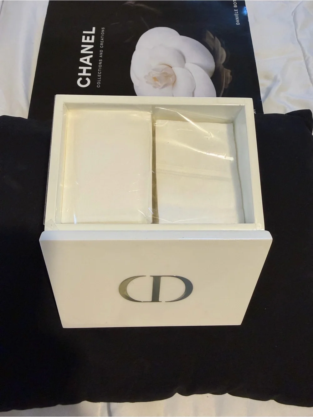 Dior White Box with Metallic CD Emblem